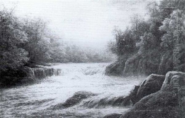 The Ure In Flood, Nr Aysgarth, Wensleydale;                 On The Wharfe, Bolton Abbey, Yorkshire by William Mellor