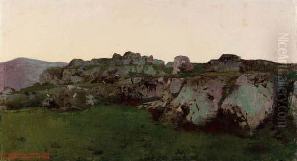 L'alba Sulla Campagna Romana Oil Painting by Cesare Bertolotti