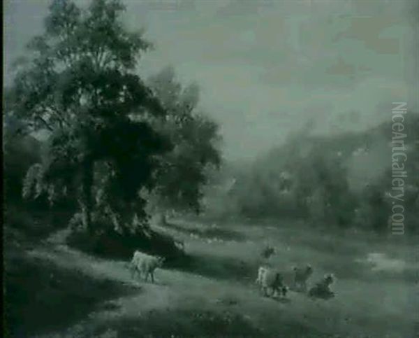 Birkham Crag, On The Nidd; A View                           Near Knaresborouth (a Pair) Oil Painting by William Mellor