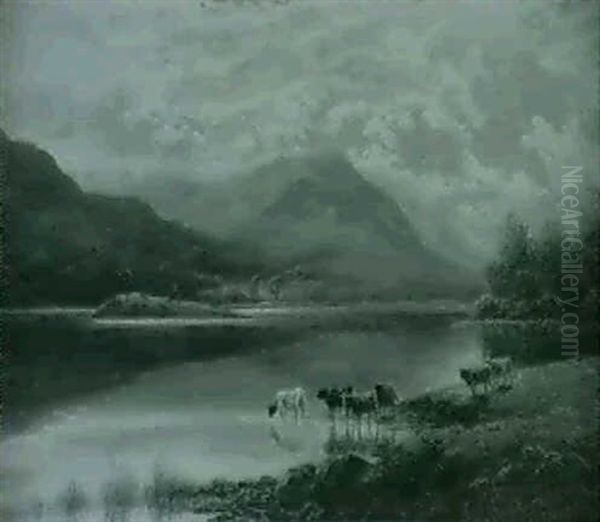 Grasmere Lake, Westmorland                                  Rydal Lake, Westmorland (a Pair) Oil Painting by William Mellor