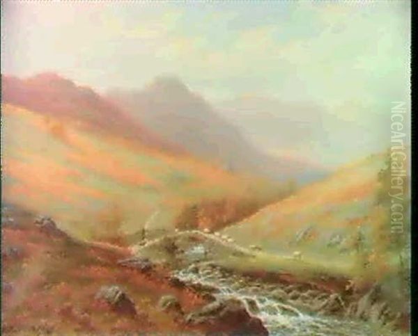 Elter Water & Langdale Pikes, Westmoreland; And Companion-  Piece Oil Painting by William Mellor