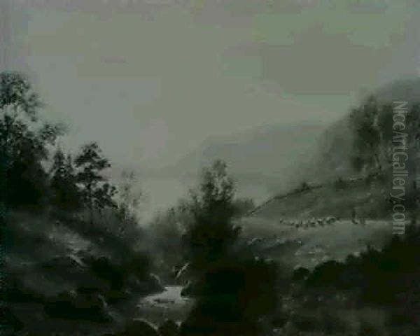 The Three Reaches Of Ullswaterfrom The Hills, Westmoreland- A Peep Of Derwentwater & Skid.from The Hills, Cumberland Oil Painting by William Mellor