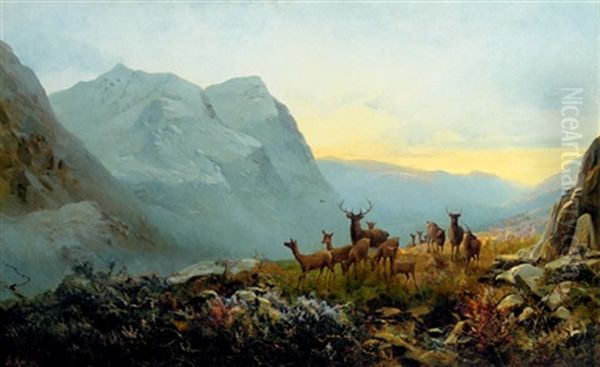 A Highland Dawn - Pass Of Glencoe, Scotland Oil Painting by Andrew Melrose