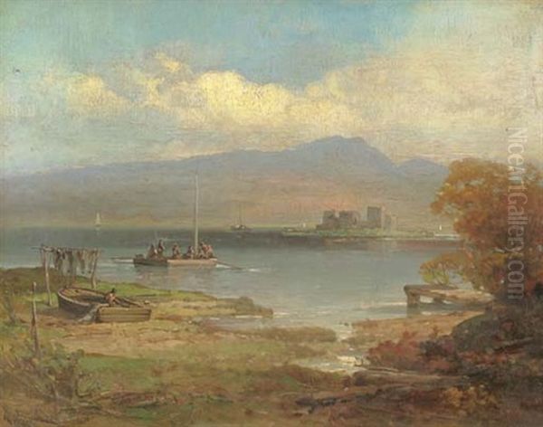 View Of Hudson River Near Bannerman's Castle Oil Painting by Andrew Melrose