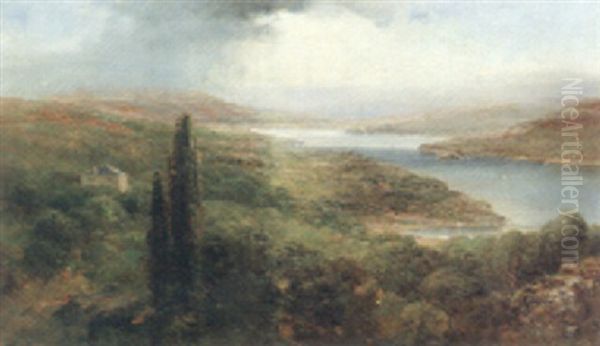 A Scene On The Hudson Oil Painting by Andrew Melrose