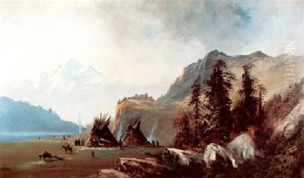 Indian Encampment Oil Painting by Andrew Melrose