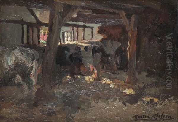 Vaches A L'etable Oil Painting by Marten Melsen