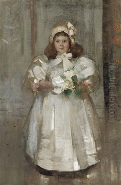 The Flower Girl, Miss Doris Spence Oil Painting by Arthur Melville