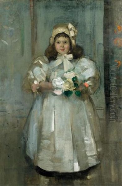 The Flower Girl, Miss Doris Spence Oil Painting by Arthur Melville