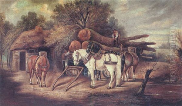 Autumn Farm Scene Oil Painting by Arthur Melville