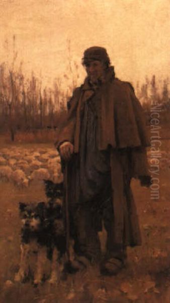 A Normandy Shepherd Oil Painting by Arthur Melville