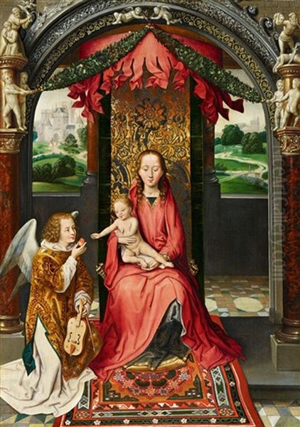 The Virgin And Child With A Musical Angel by Hans Memling