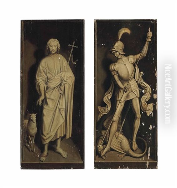 Saint John The Baptist (+ Saint George Killing The Dragon; Pair) Oil Painting by Hans Memling