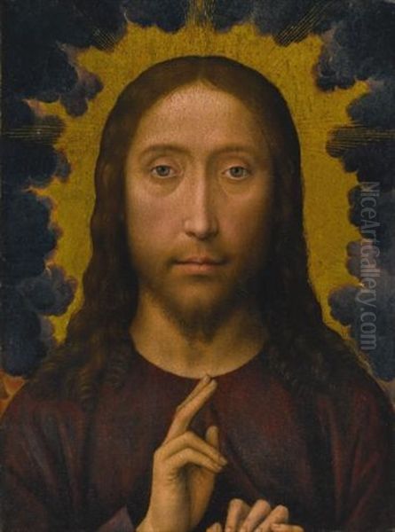 Christ Blessing Oil Painting by Hans Memling