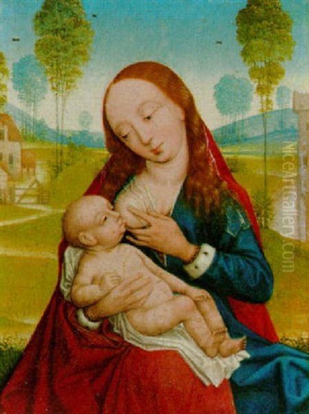 Maria Mit Dem Kind In Einer Landschaft Oil Painting by Hans Memling