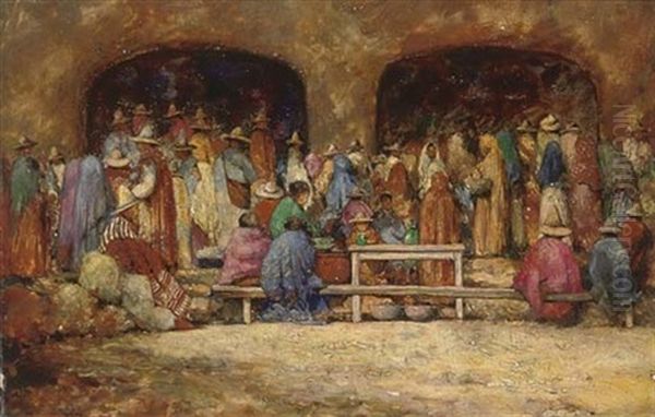 The Street Market Oil Painting by Mortimer Mempes