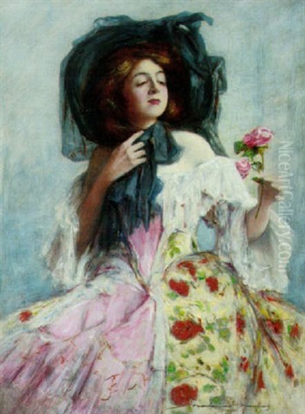 The Pink Rose Oil Painting by Mortimer Mempes