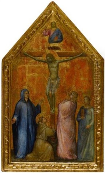 Crucifixion; Saint Anthony Abbot On The Reverse Oil Painting by Giusto (Giovanni) di Menabuoi