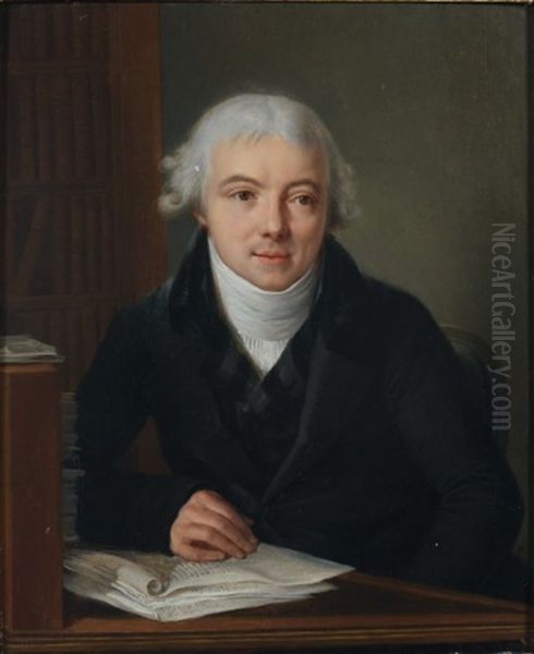 Portrait De Jeune Homme Assis Oil Painting by Francois Guillaume Menageot