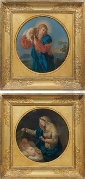 Le Bon Pasteur (+ La Vierge Et L'enfant; Pair) Oil Painting by Francois Guillaume Menageot