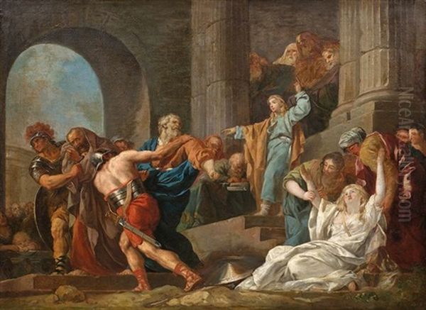 Die Befreiung Susannas Durch Daniel (la Justification De Suzanne) Oil Painting by Francois Guillaume Menageot