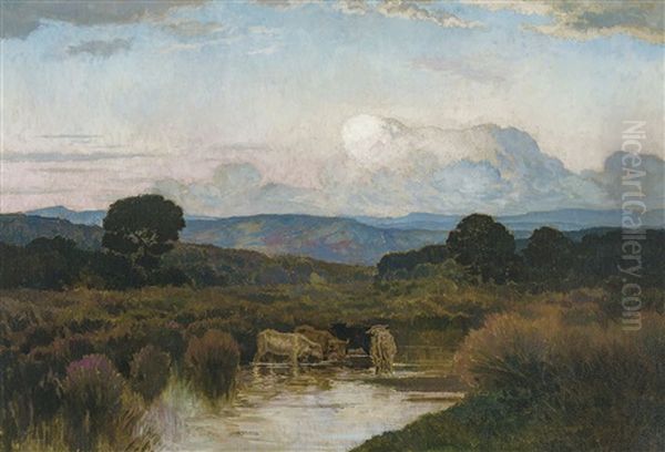 Thunderstorm Cloud Over The Marsh (1921) Oil Painting by Emile Rene Menard