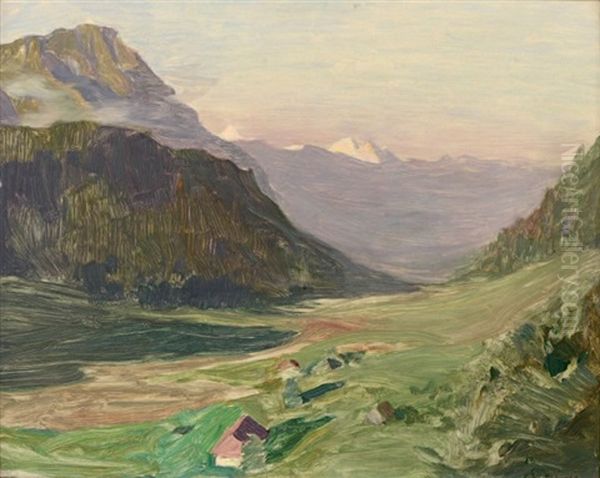 La Vallee De Lauterbrunenn Oil Painting by Emile Rene Menard