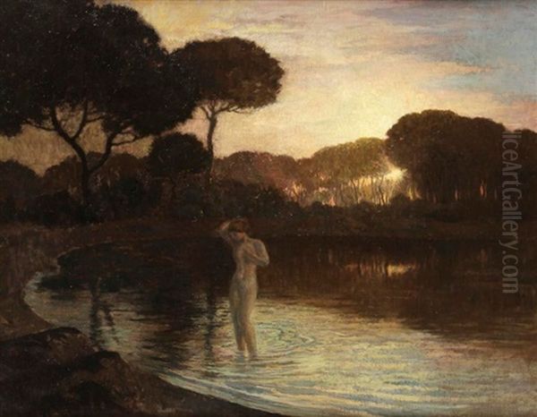 Baigneuse Au Crepuscule Oil Painting by Emile Rene Menard