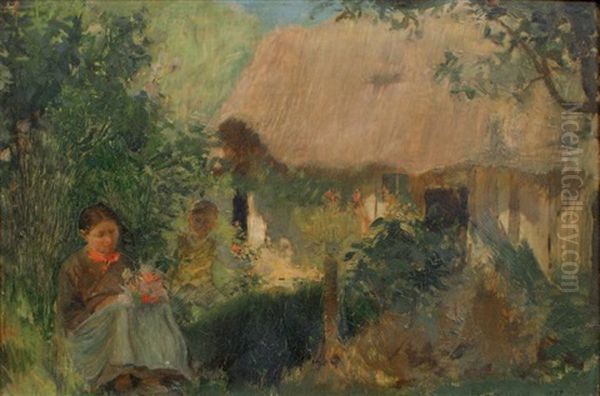 Au Jardin Oil Painting by Emile Rene Menard