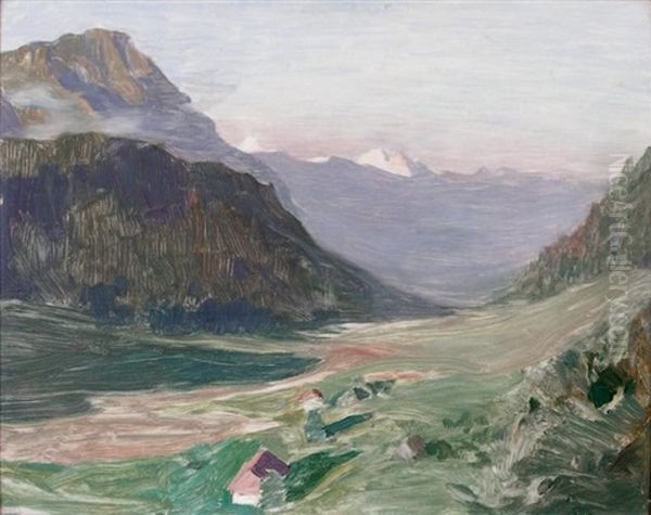 Paysage Alpin Oil Painting by Emile Rene Menard