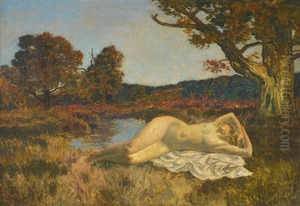 Apres Le Bain Oil Painting by Emile Rene Menard