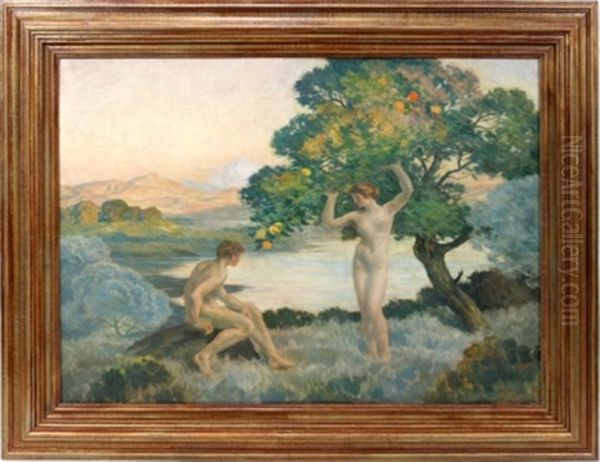 Baigneuses Du Bord De Mer Oil Painting by Emile Rene Menard