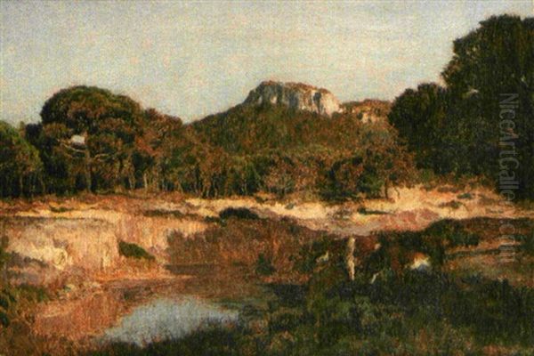 Paysage Avec Riviere Oil Painting by Emile Rene Menard