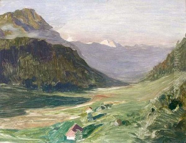 Vallee Alpestre Oil Painting by Emile Rene Menard