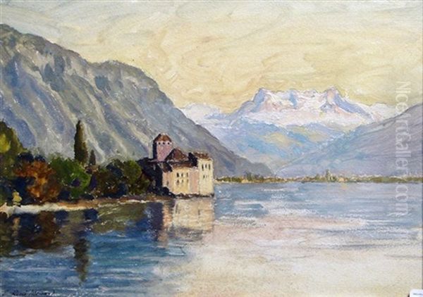 Chateau Chillon Oil Painting by Emile Rene Menard