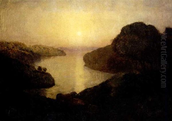 Lever De Lune Oil Painting by Emile Rene Menard