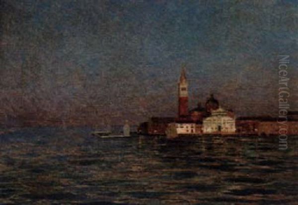 San Giorgio Maggiore, From Across The Lagoon Oil Painting by Emile Rene Menard