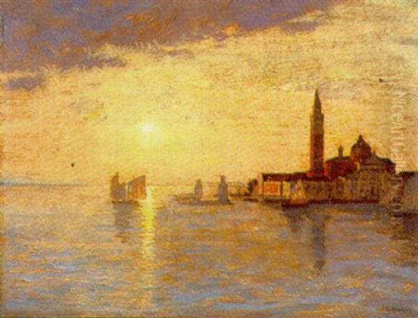 Saint-georges-majeur A Venise Au Soleil Levant Oil Painting by Emile Rene Menard