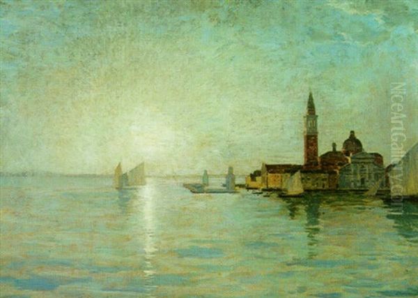 Venise, Lever De Soleil Oil Painting by Emile Rene Menard