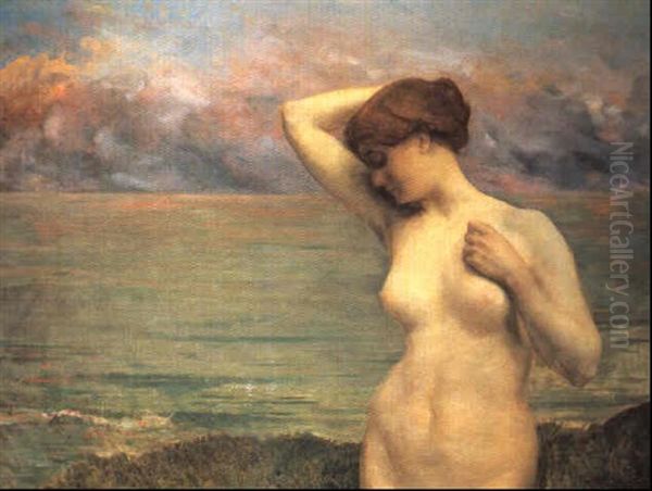 Nymphe Au Bord De L'eau Oil Painting by Emile Rene Menard