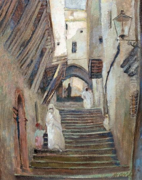 Femmes Dansla Casbah D'alger Oil Painting by Marie Berton-Maire