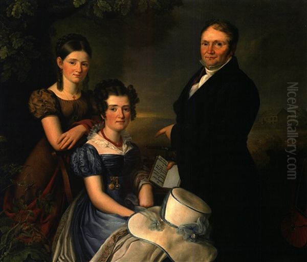 Portrait De Aachener Familie Vonderbank Oil Painting by Carl Adolf Mende