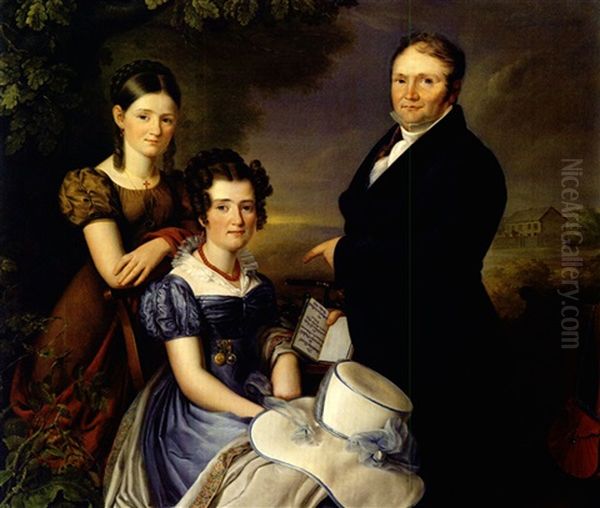 Portrait Der Aachener Familie Vonderbank Oil Painting by Carl Adolf Mende