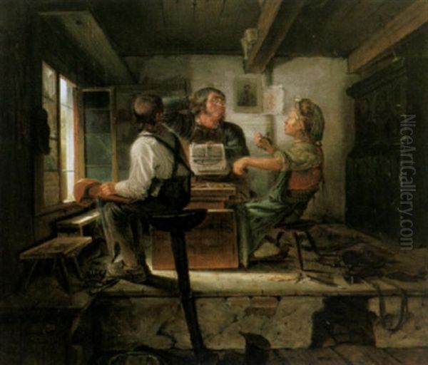 In Der Schusterwerkstatt Oil Painting by Carl Adolf Mende