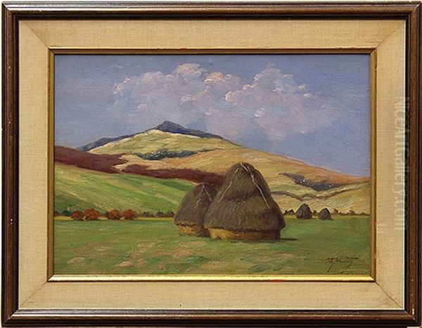 Hay Mounds Oil Painting by Arthur Mendel