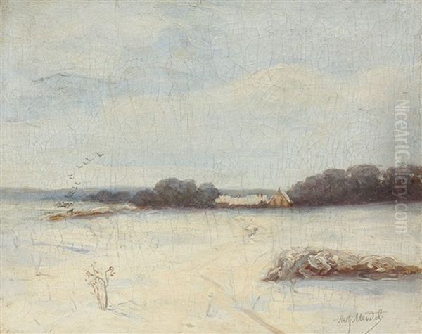 Winter Landscape Oil Painting by Arthur Mendel