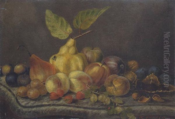 Fruchtestilleben Oil Painting by Franz Mendel