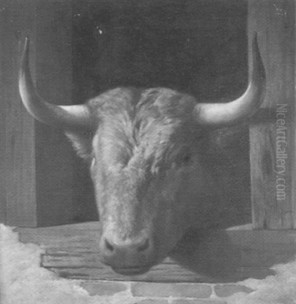 Toro Asomado Al Toril Oil Painting by Francisco Javier de Mendiguchia