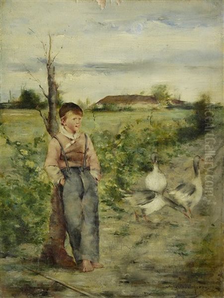 The Goose Boy Oil Painting by Graciano Mendilaharzu