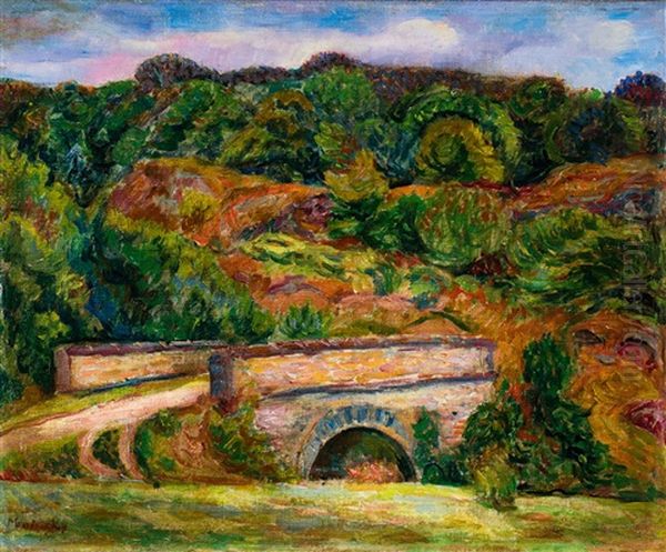 Pejzaz Z Auvergne Oil Painting by Maurice Mendjisky